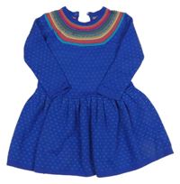 Tmavomodro-barevné puntíkaté vzorované pletené šaty M&S