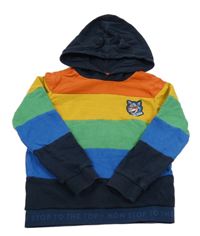 Tmavomodro-farebná pruhovaná mikina s líškou a kapucňou S. Oliver