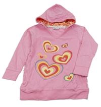 Ružová ľahká mikina so srdiečkami a kapucňou
