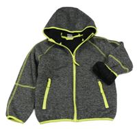 Šedá melírovaná pletená zateplená propínací mikina s kapucí Kiki&Koko