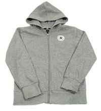 Šedá propínací mikina s logem a kapucí Converse