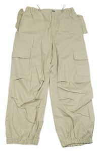 Béžové plátenné cargo cuff nohavice Benetton