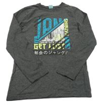 Tmavosivé tričko s nápismi Y.F.K.