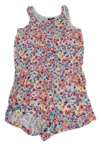 Bílo-barevný květovaný kraťasový overal Page one young