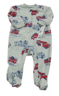 Nové - Sivý fleecový overal s hasiči Carter's