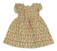 Bielo-žlto-ružové kvetované šaty Primark