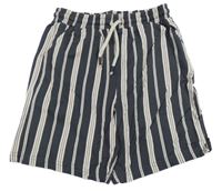 Antracitovo-smotanové pruhované teplákové kraťasy Nutmeg