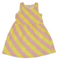 Ružovo-žlté pruhované šaty H&M