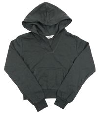 Antracitová crop mikina s kapucňou H&M