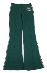 Tmavozelené flare tepláky s potiskem H&M