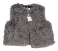 Nové - Sivá kožušinová podšitá vesta Primark