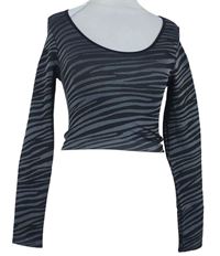 Dámské šedo-černé vzorované crop elastické triko Primark 