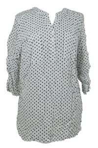 Dámska bielo-tmavomodrá bodkovaná blúzka Bonprix