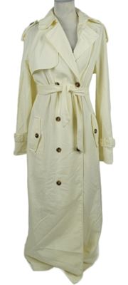 Dámský smetanový jarní dlouhý kabát s páskem PrettyLittle Thing