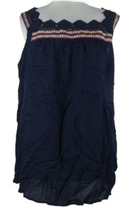 Dámský tmavomodrý volný top s krajkou Bodyflirt 