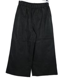 Dámské černé vzorované koženkové culottes kalhoty 