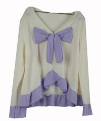 Dámská smetanovo-fialová strukturovaná halenka s mašlí 