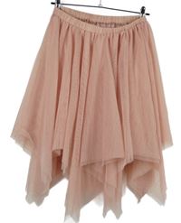 Dámska svetloružová tylová sukňa s cípy