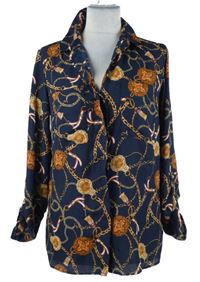 Dámská tmavomodrá vzorovaná halenka F&F