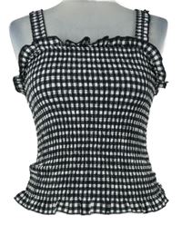 Dámsky čierno-biely kockovaný žabičkový crop top F&F
