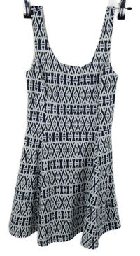 Dámske tmavomodro-biele vzorované šaty H&M