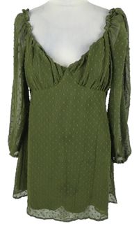 Dámske khaki vzorované šifónové šaty MissGuided