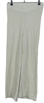 Dámske smotanové rebrované pletené nohavice Primark