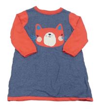 Tmavomodro-ružové pletené šaty s mačkou Mothercare