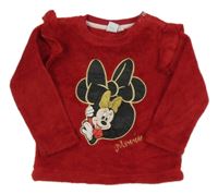 Červená chlpatá mikina s Minnie Disney