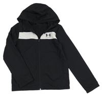 Černo-bílá šusťáková sportovní bunda s kapucí Under Armour