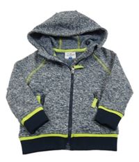 Tmavomodro-biela melírovaná pletená prepínaci mikina s kapucňou Topolino