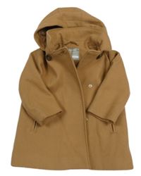 Hnedý flaušový kabát s kapucňou Primark