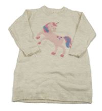 Svetlobéžové pletené šaty s jednorožcom Topolino