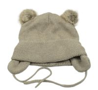 Béžová čapica s bambulkami H&M