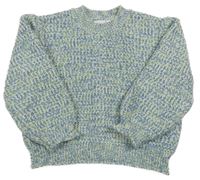 Modro-zeleno-biely melírovaný sveter Zara