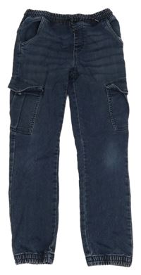 Tmavomodré teplákové cuff rifle s vreckami Yigga