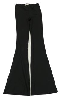 Černé žebrované flare legíny 