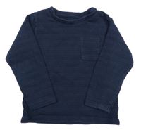 Tmavomodré pruhované tričko s vreckom Primark