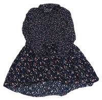 Tmavomodré květinové šaty H&M