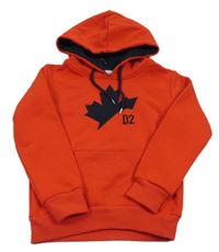 Červená mikina s potlačou a kapucňou