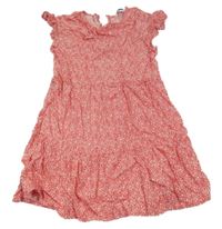 Červeno-biela šatová tunika s kvetinami Primark