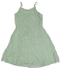 Zeleno-biele kvetované ľahké šaty Primark