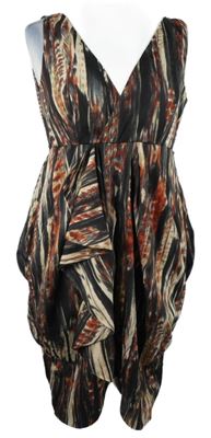 Dámske čierno-béžovo-hnedé vzorované šaty s volánem H&M