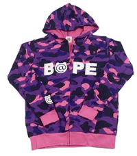 Fialovo-růžová army propínací mikina s kapucí - A BATHING APE