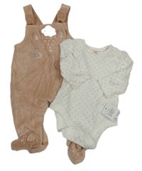 Nové -2set - Starorůžpvé sametové dupačky 