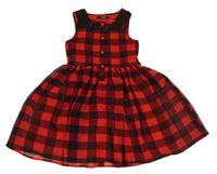 Červeno-čierne kockované šifónové šaty s čipkou George