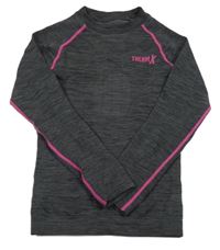 Tmavošedé žíhané spodní funkční triko s nápisem C&A