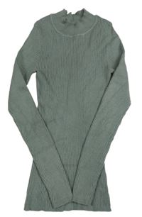 Khaki rebrovaný sveter