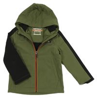 Kaki-čierna softshellová bunda s nášivkou a kapucňou C&A