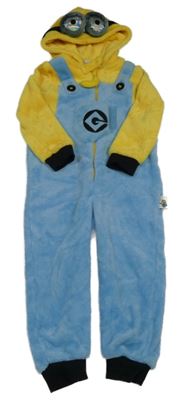 Modro-žlutá chlupatá kombinéza s kapucí - Mimoň 